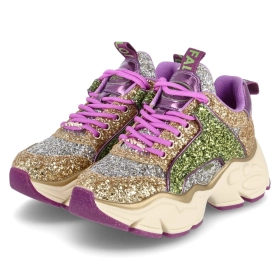 Low Sneaker BINARY GLAM - gold/silver/berry