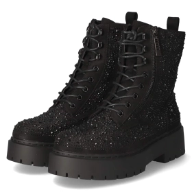 Schnüstiefeletten - black micro/stones