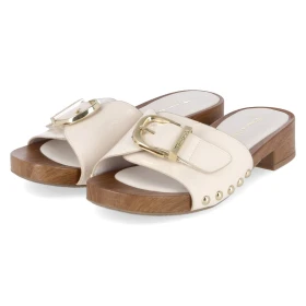 Open Toe Clogs - ivory