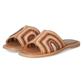 Pantoletten - Orange - Beige