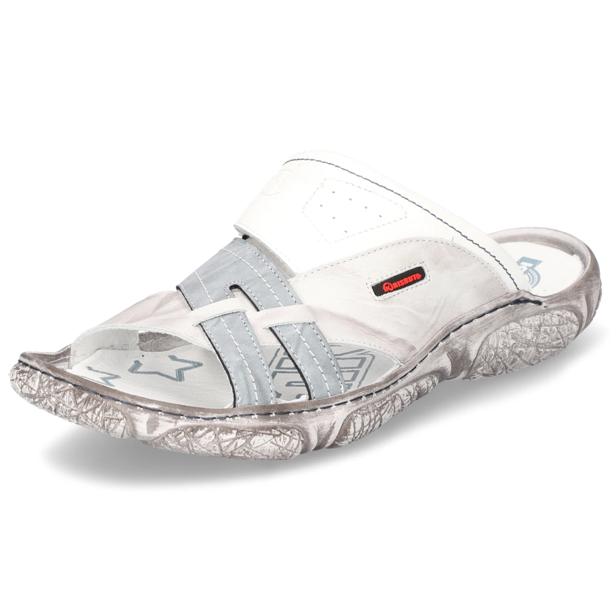 Pantoletten - weiß/grau