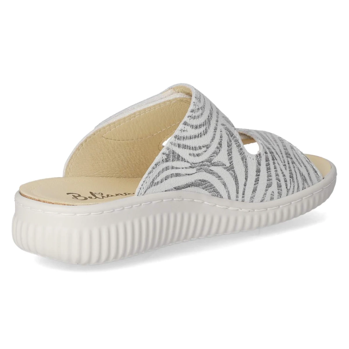 Pantoletten - Perle/ Weiss Zebra