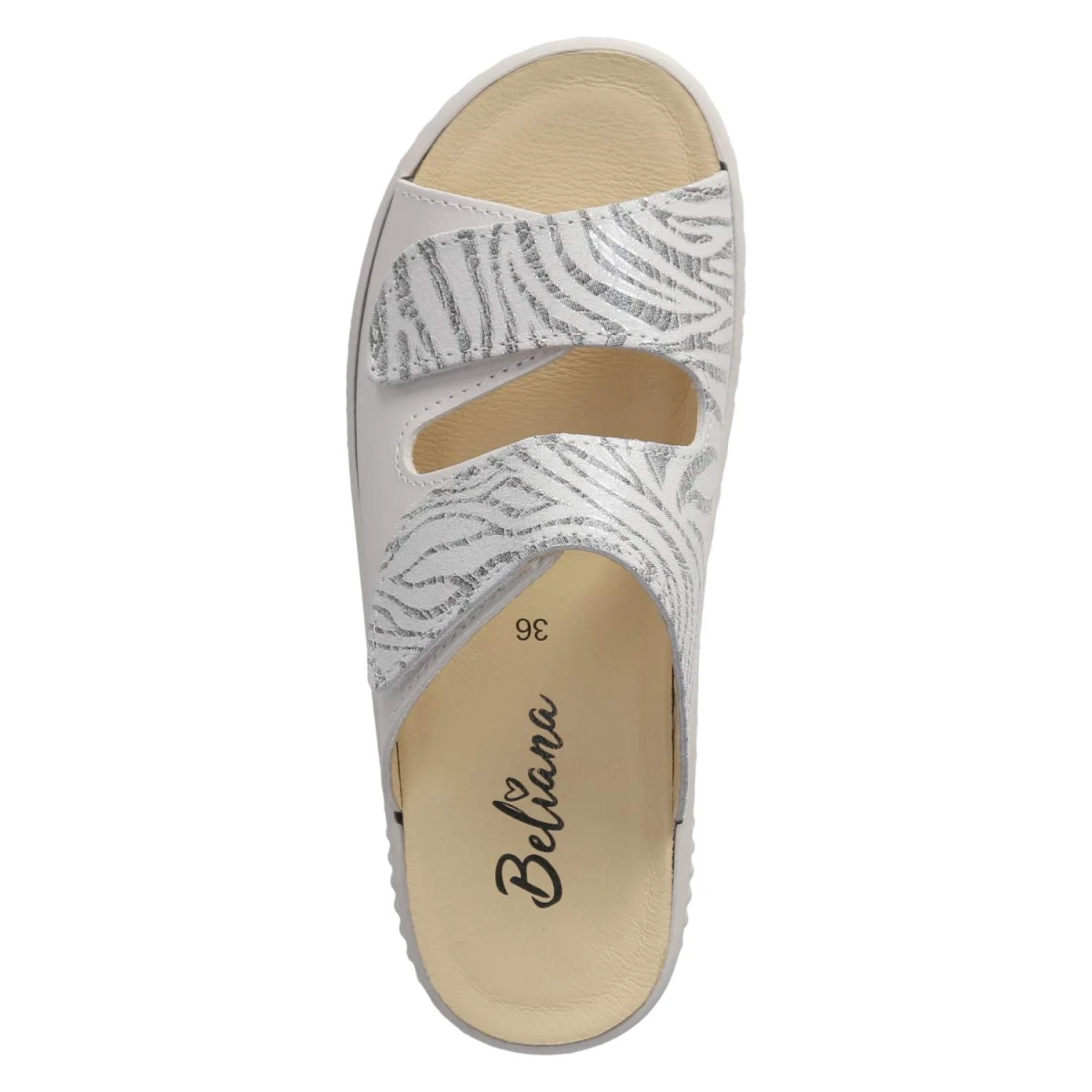 Pantoletten - Perle/ Weiss Zebra