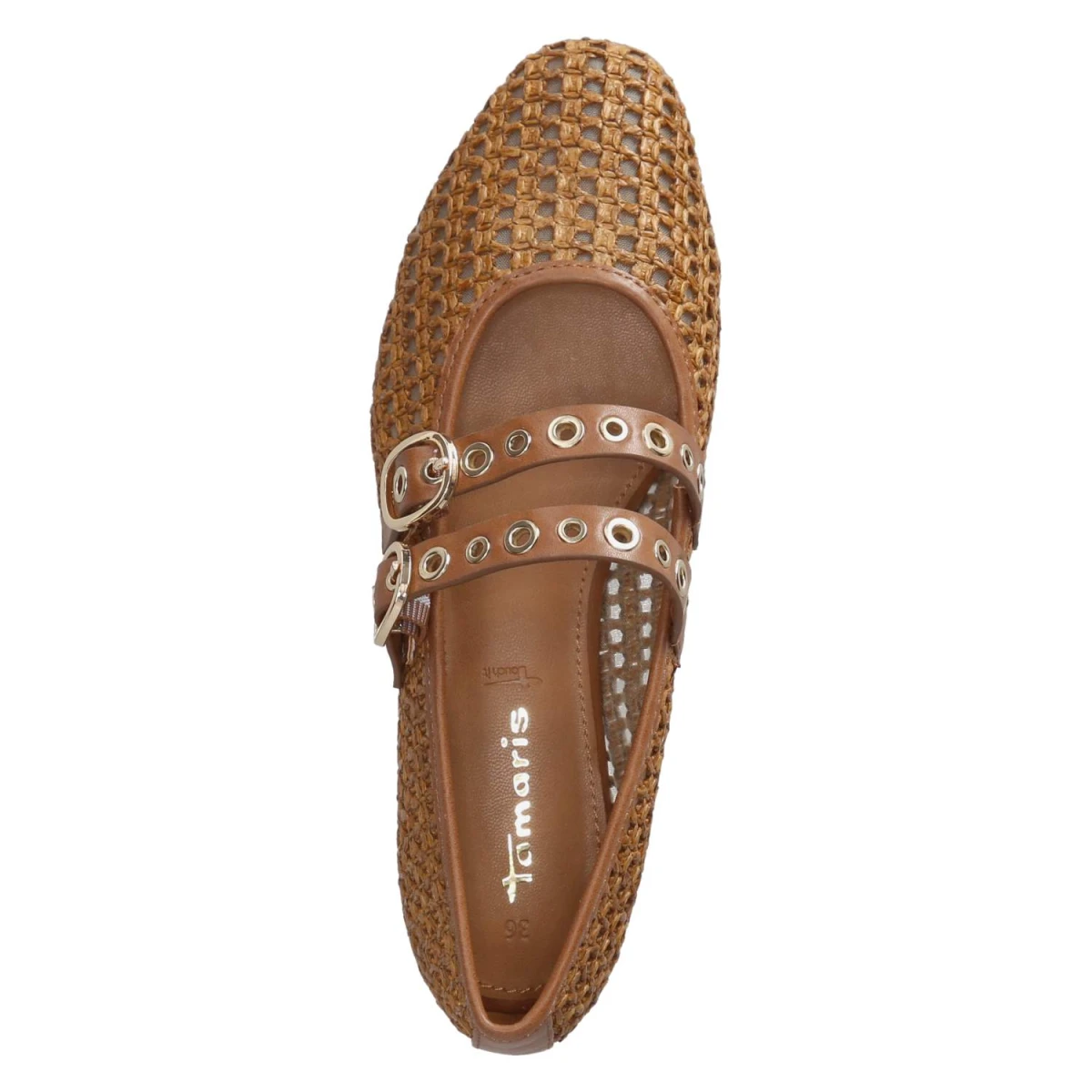 Spangenballerinas - cognac