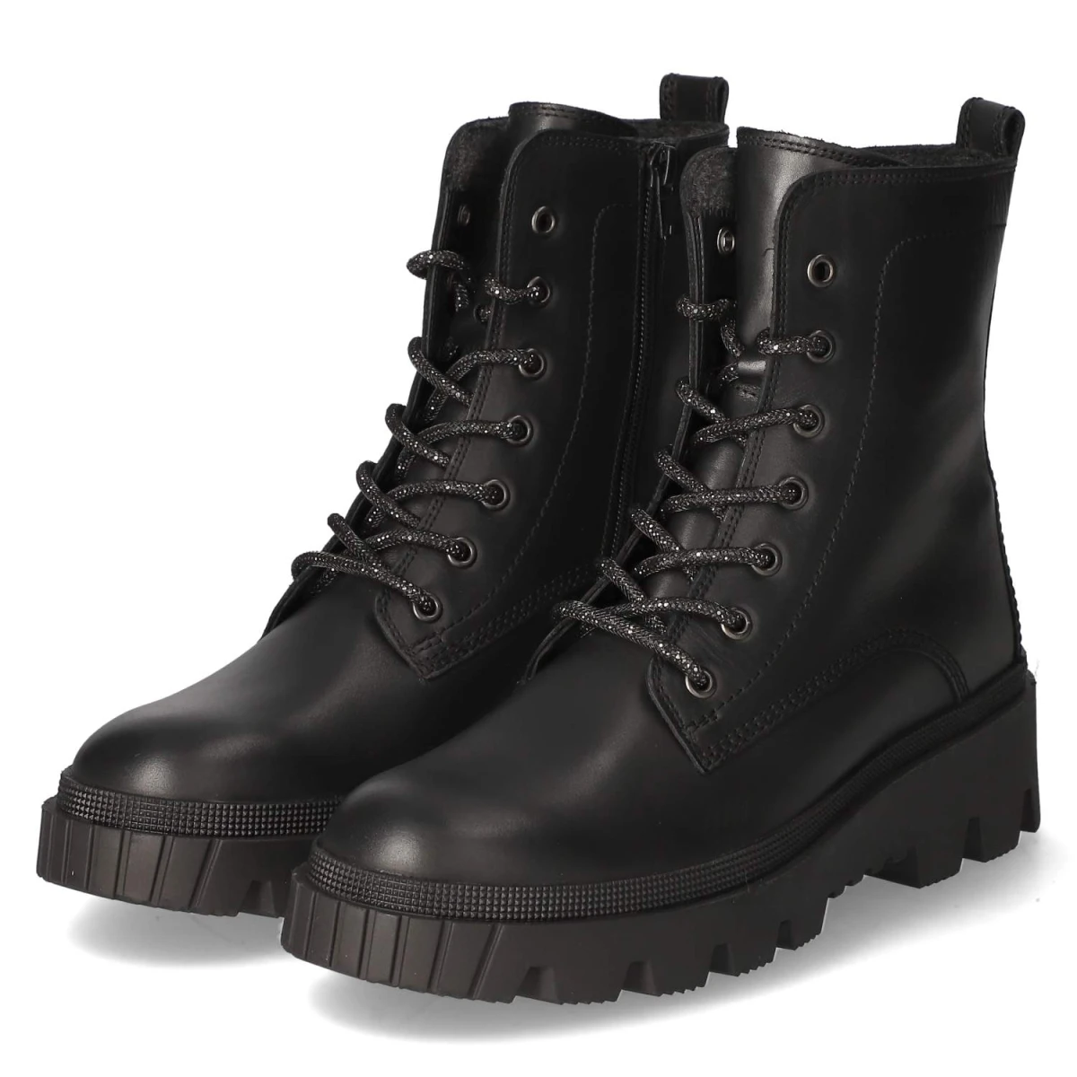 Schnürstiefeletten - schwarz