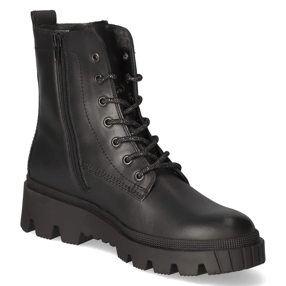 Schnürstiefeletten - schwarz