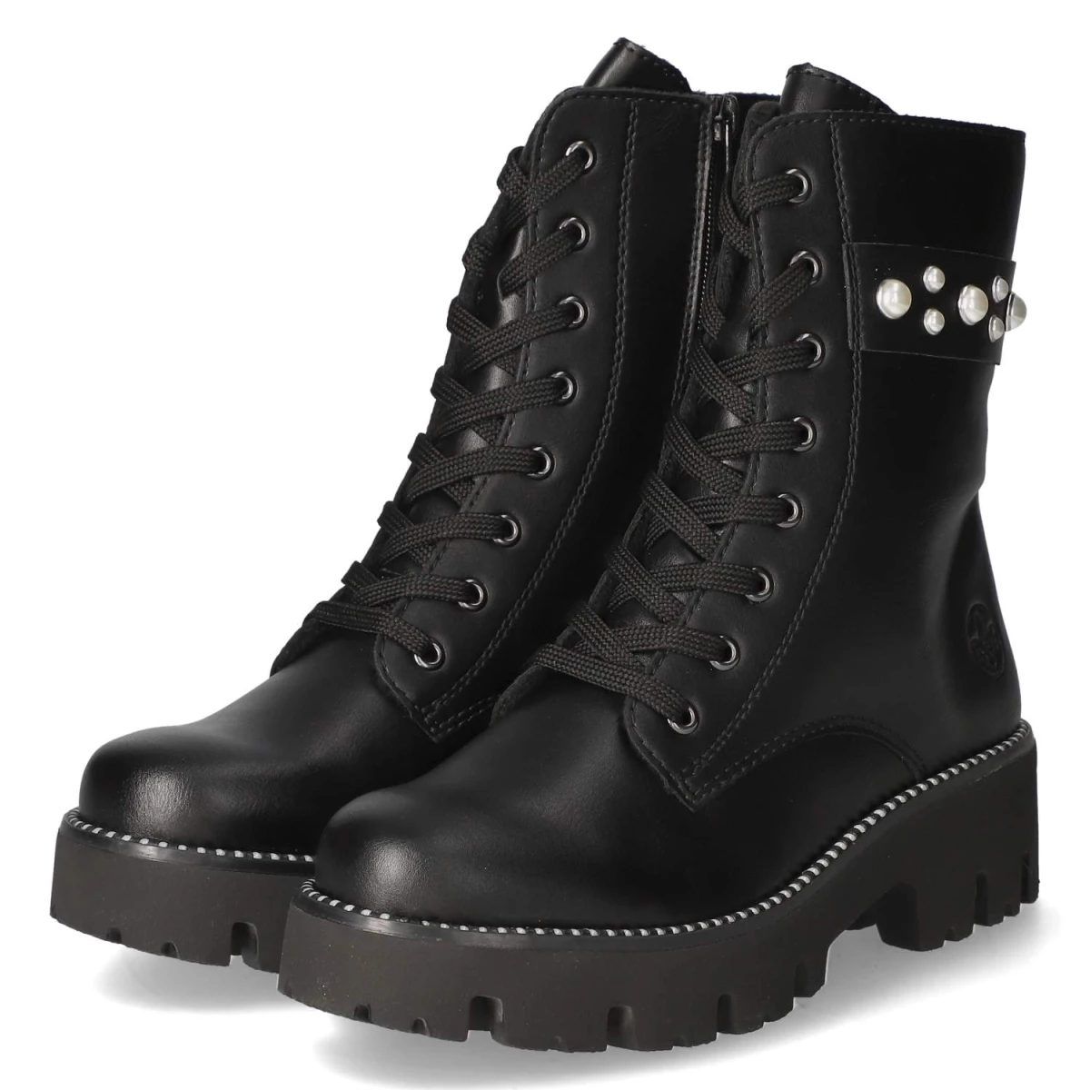 Schnürstiefeletten - schwarz
