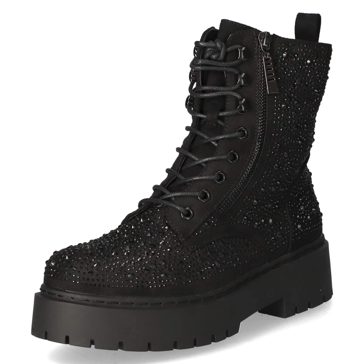 Schnüstiefeletten - black micro/stones
