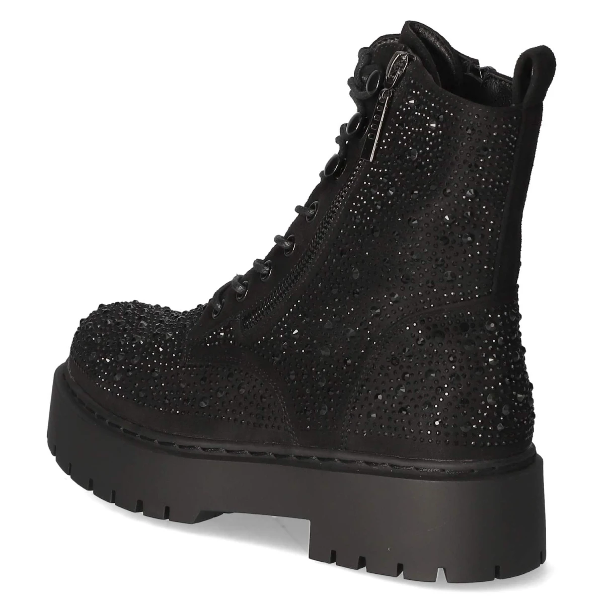 Schnüstiefeletten - black micro/stones