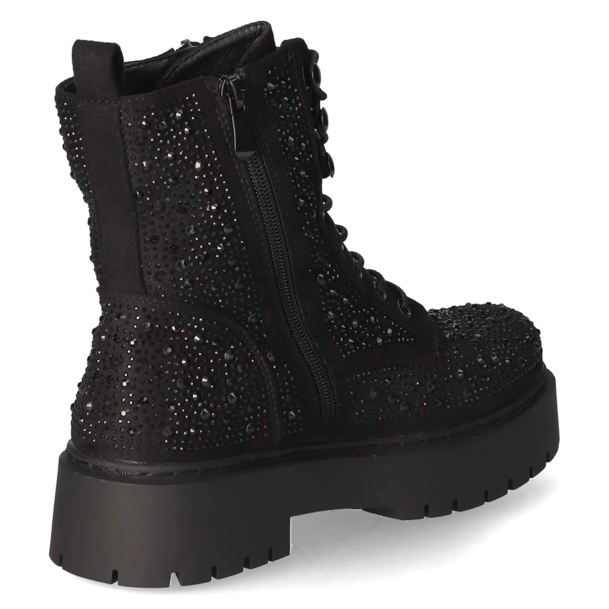 Schnüstiefeletten - black micro/stones