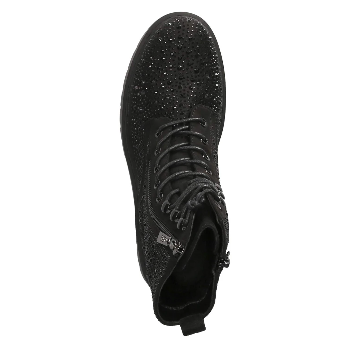 Schnüstiefeletten - black micro/stones