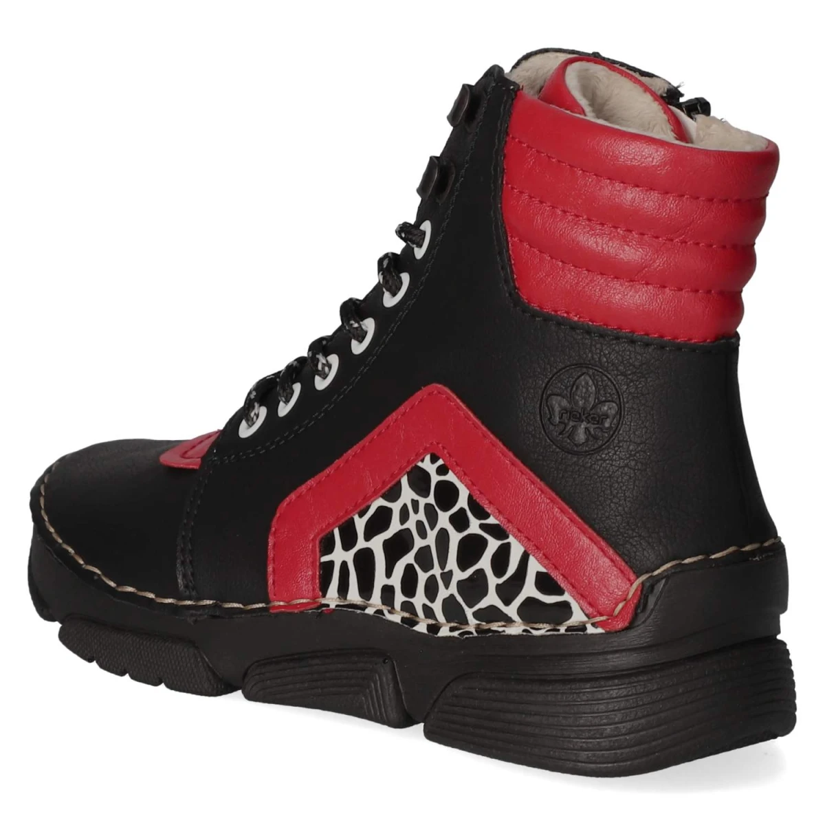 Schnürstiefeletten - Schwarz Kombi