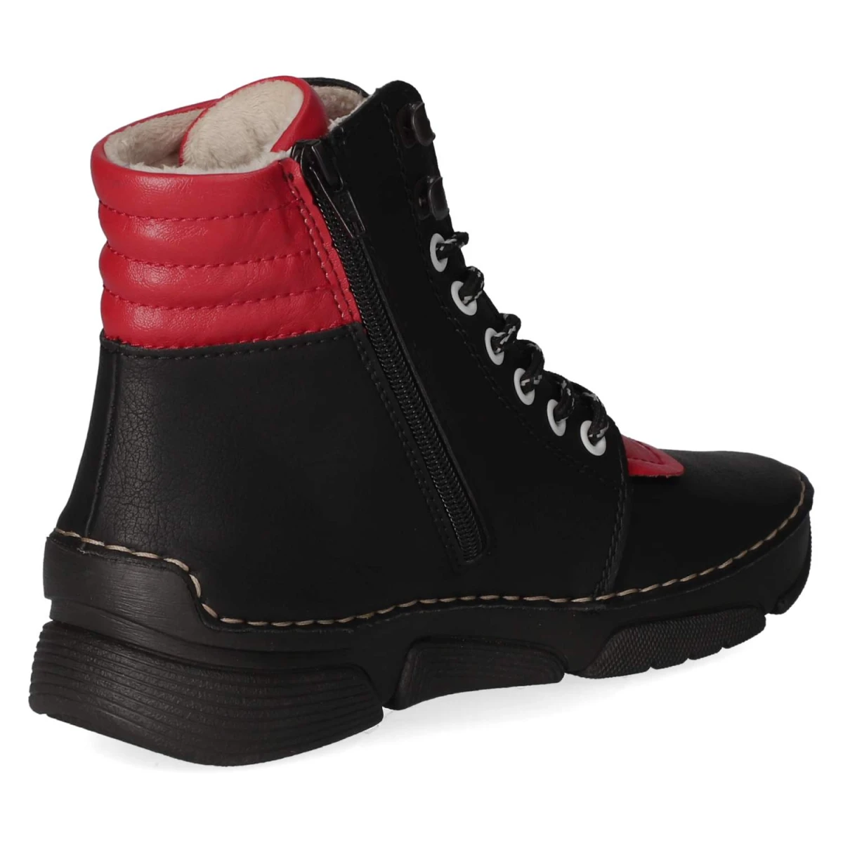 Schnürstiefeletten - Schwarz Kombi