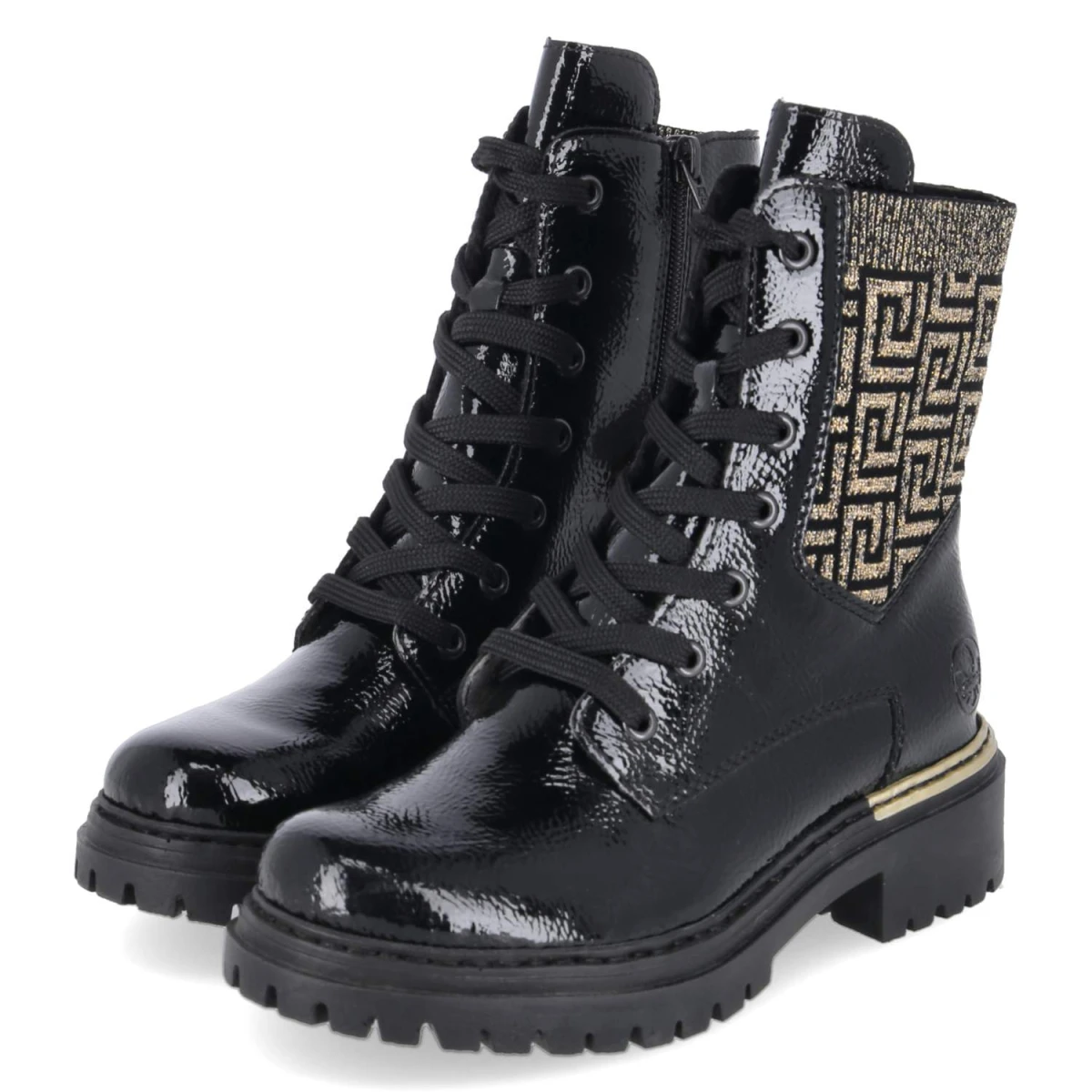 Schnürboots - schwarz kombi