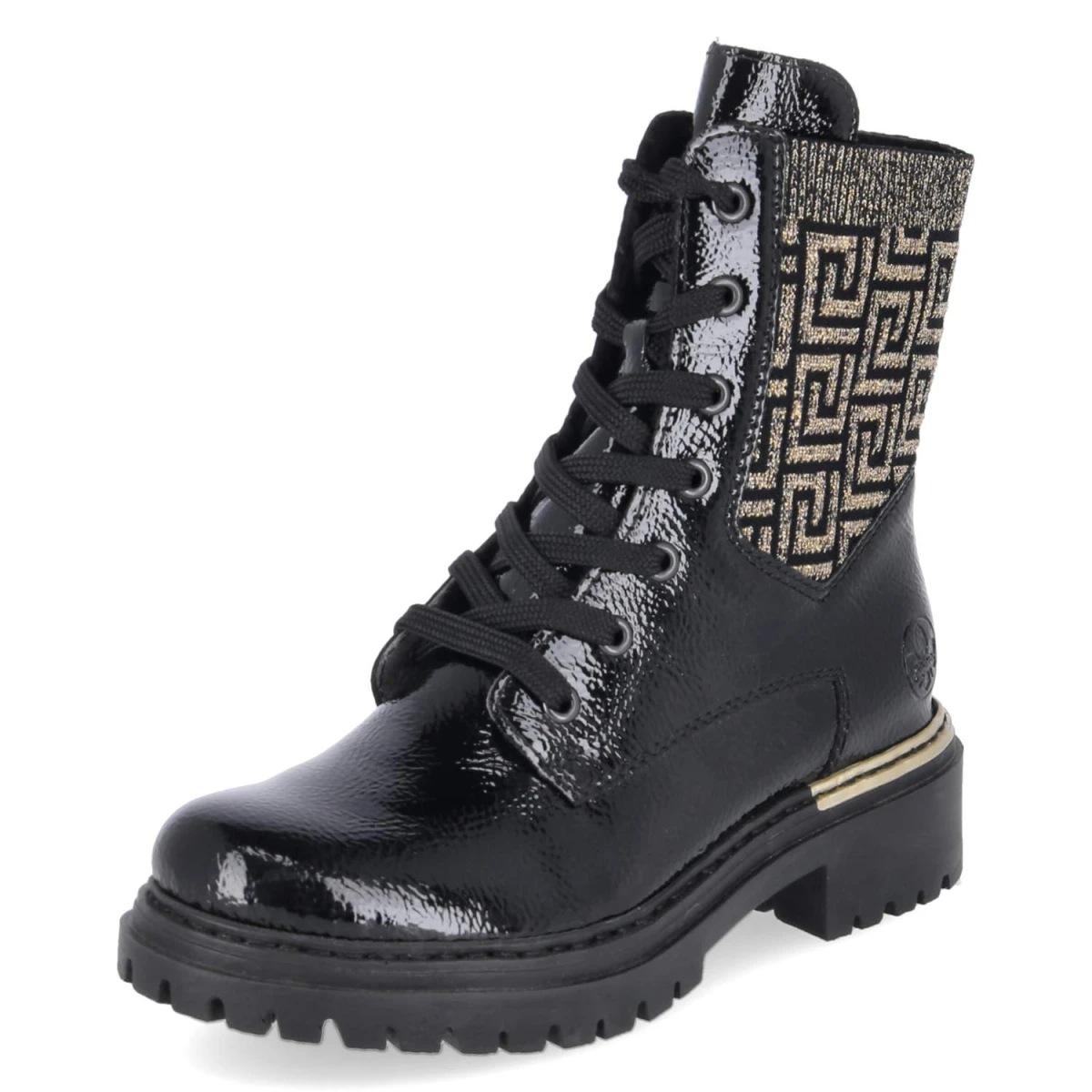 Schnürboots - schwarz kombi