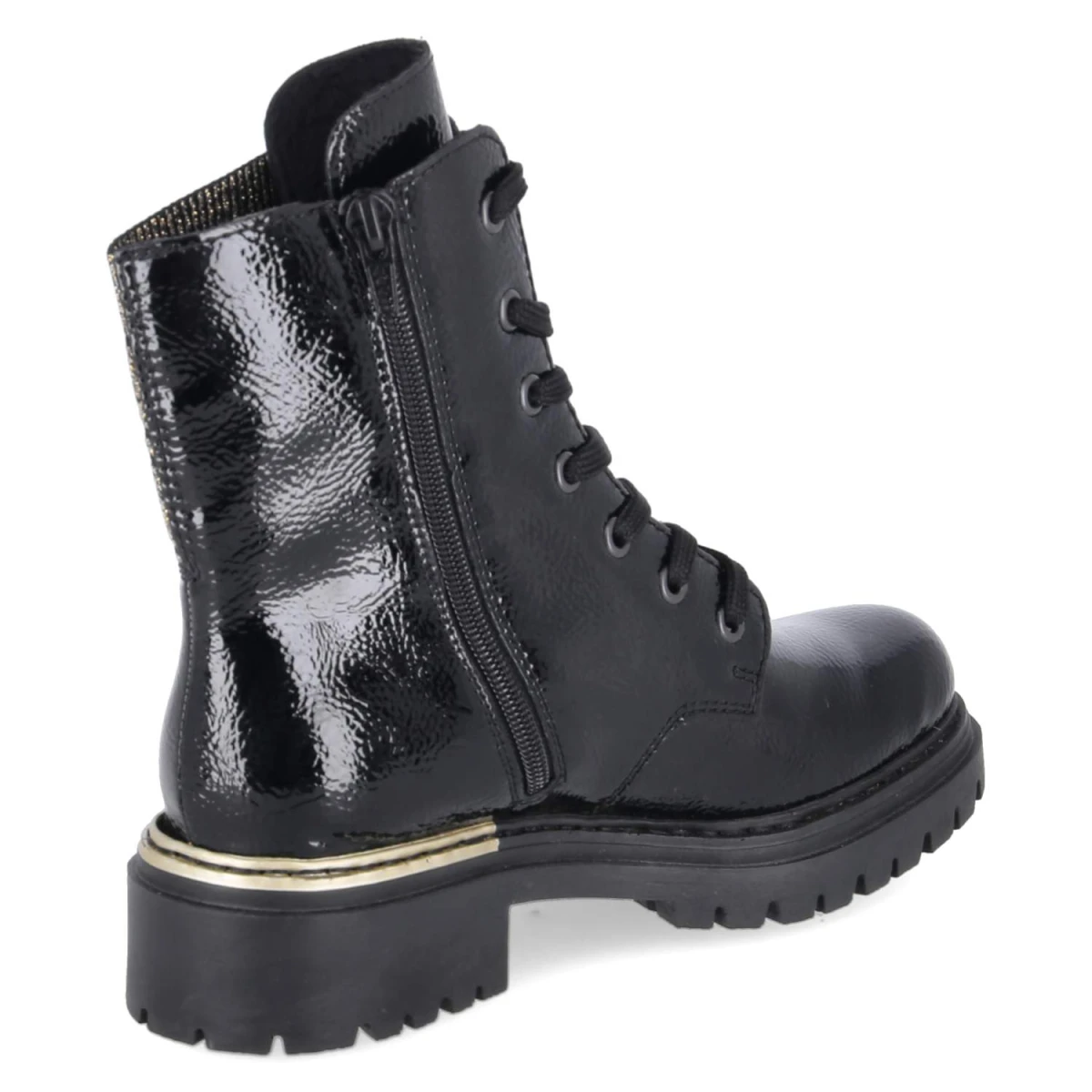 Schnürboots - schwarz kombi