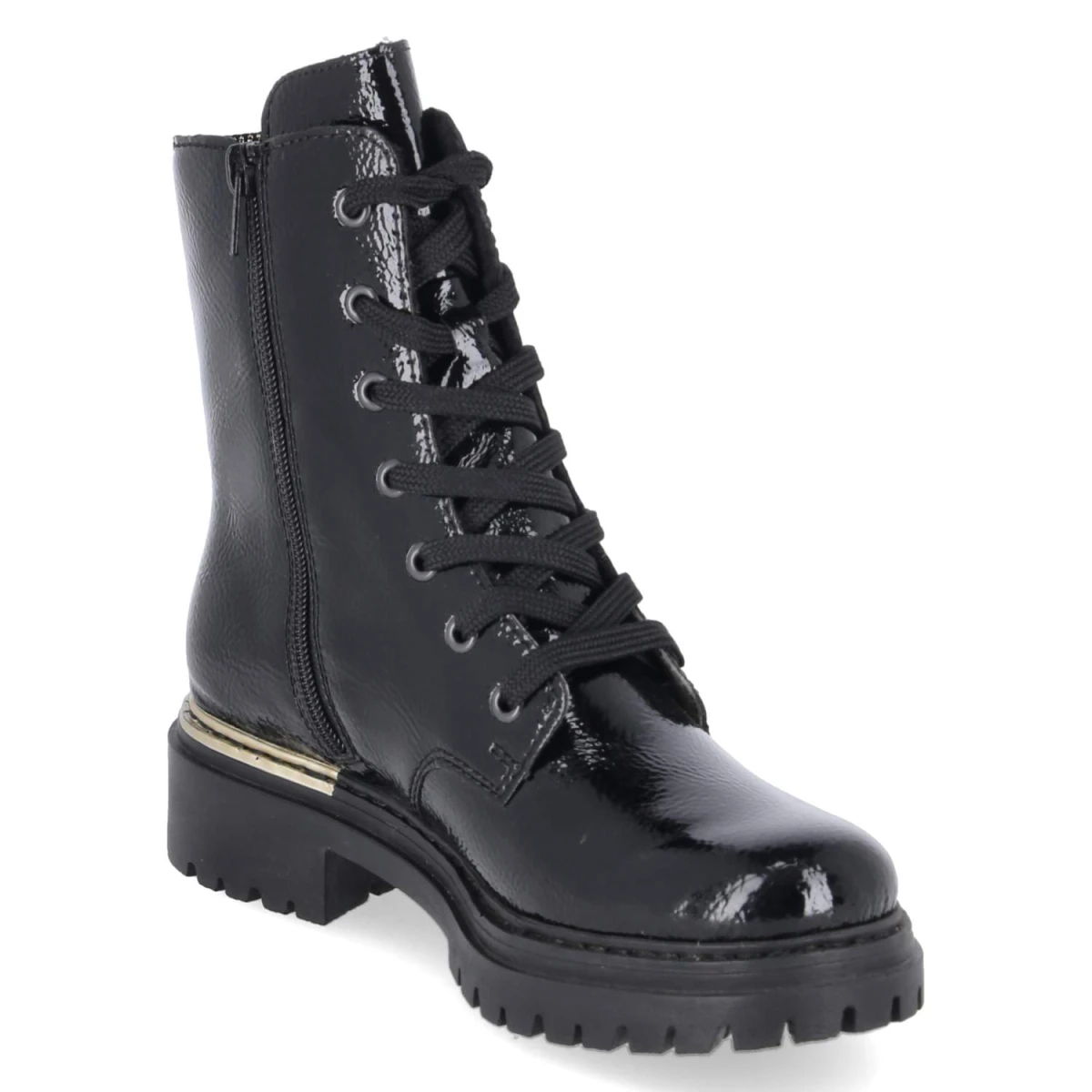Schnürboots - schwarz kombi