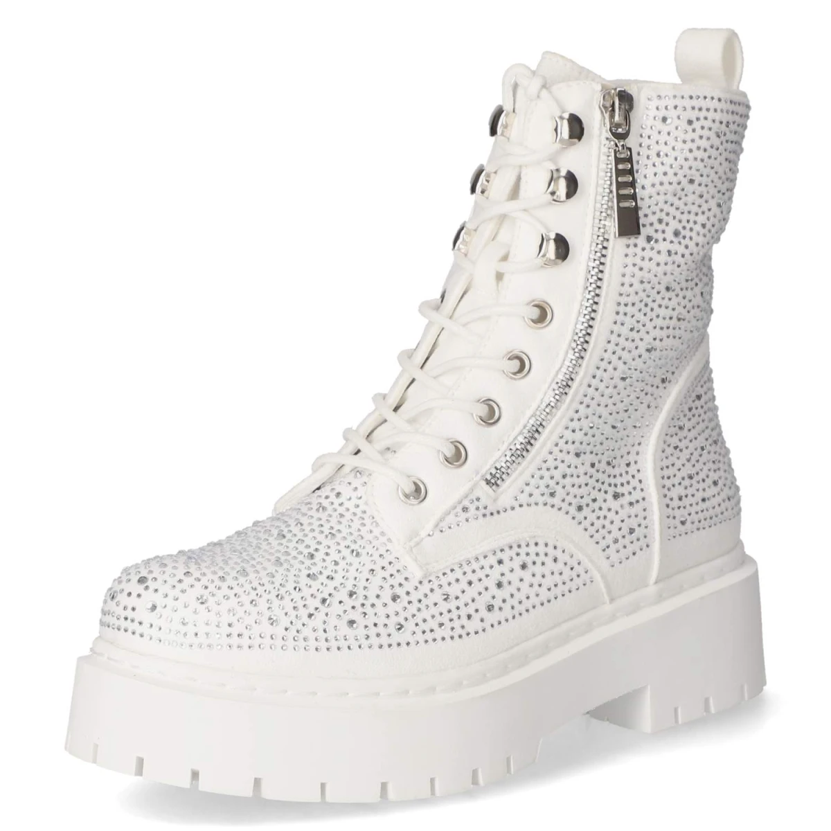 Schnürboots - white micro/ stones