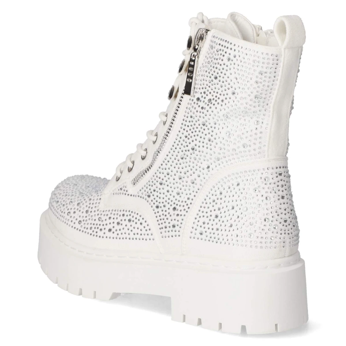 Schnürboots - white micro/ stones