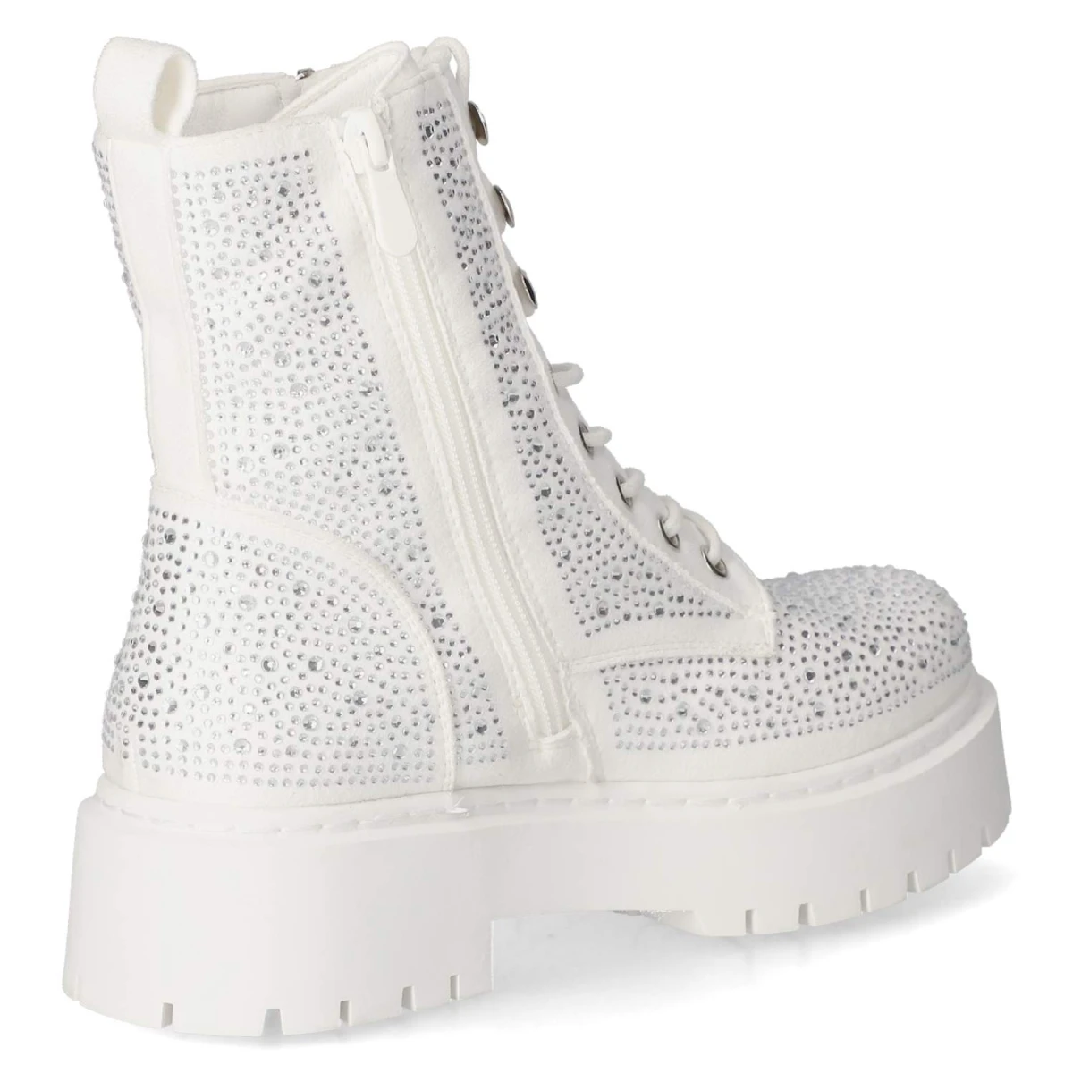 Schnürboots - white micro/ stones