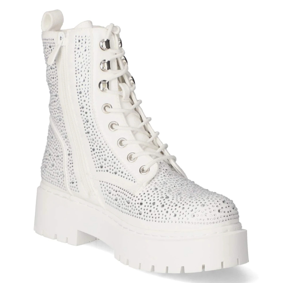 Schnürboots - white micro/ stones
