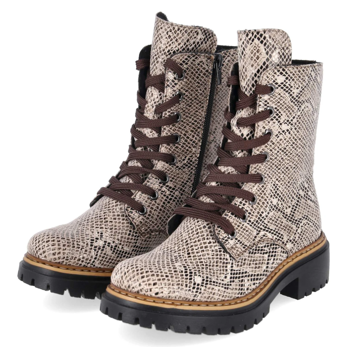 Schnürstiefel - beige kombi