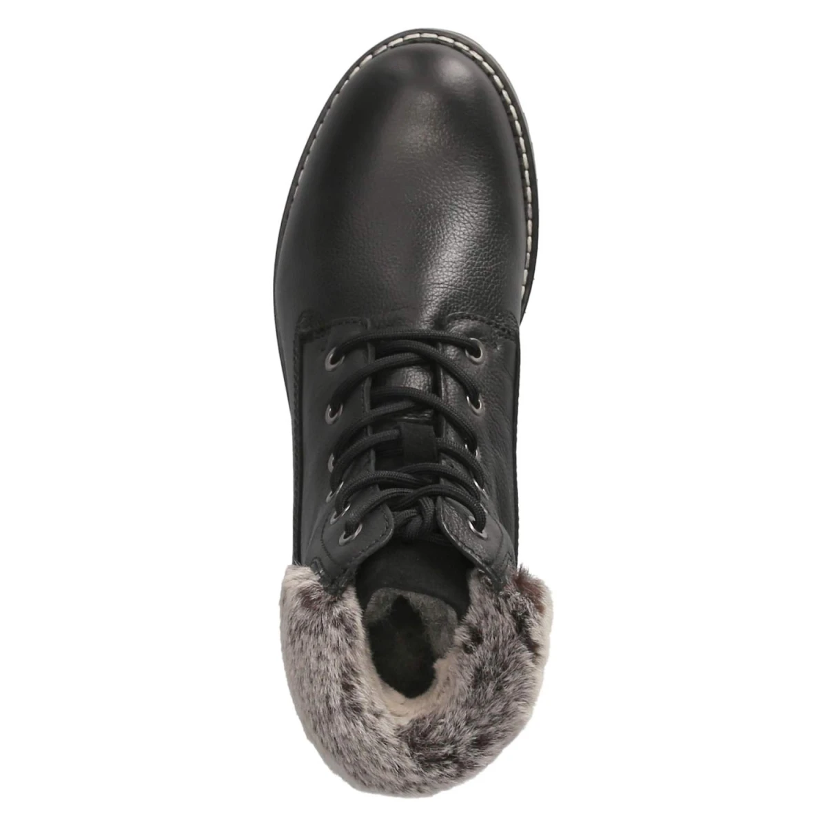 Schnürstiefeletten - BLACK LEATHER/FUR