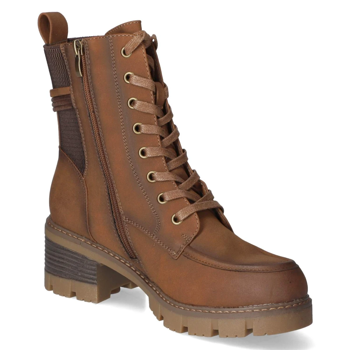 Schnürstiefeletten - BRAUN