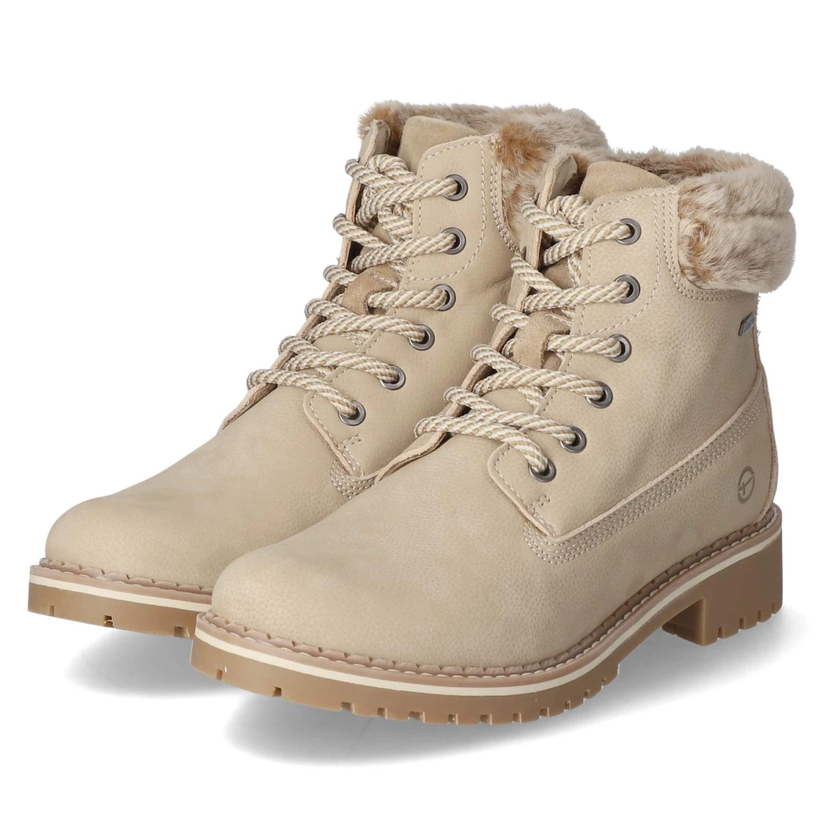 Schnürstiefeletten - BEIGE/FUR