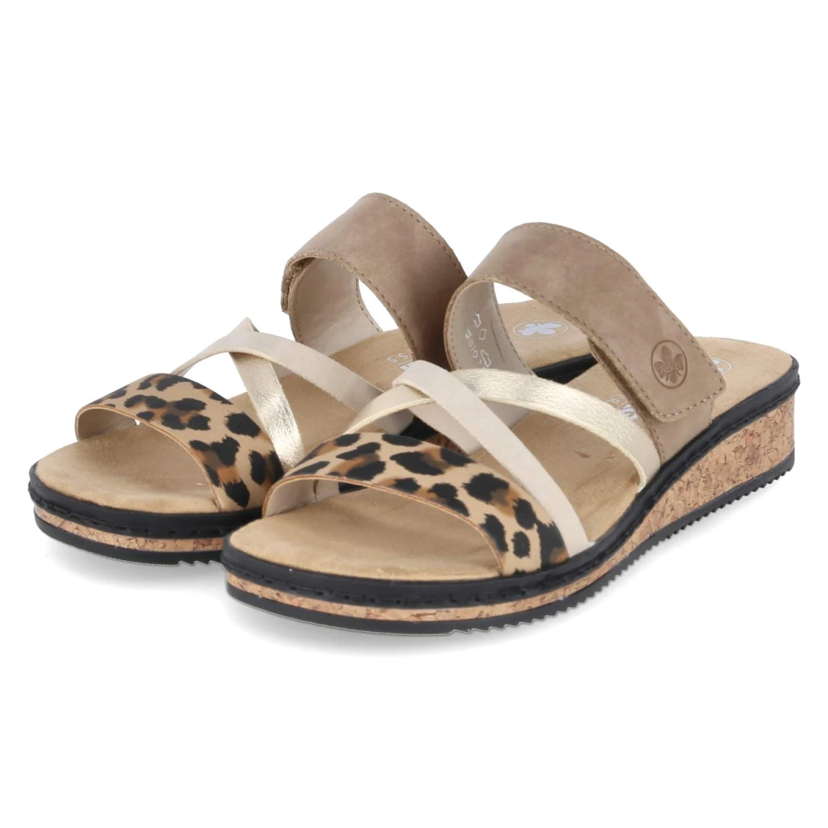 Pantoletten - beige kombi
