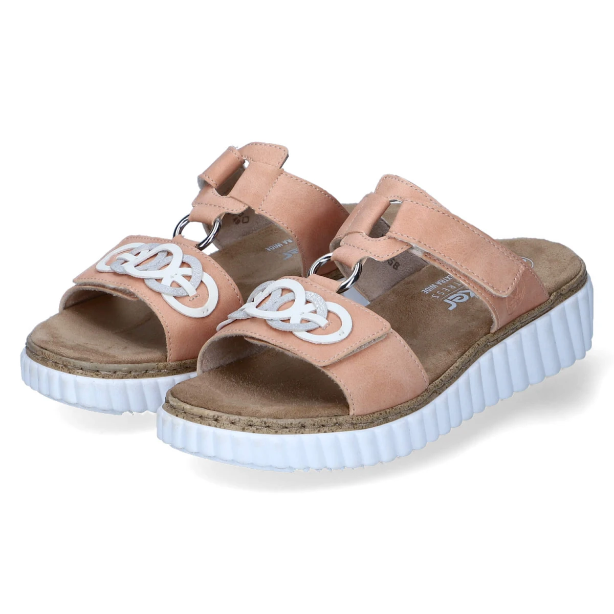 Pantoletten - aprikot/offwhite/fog-silver