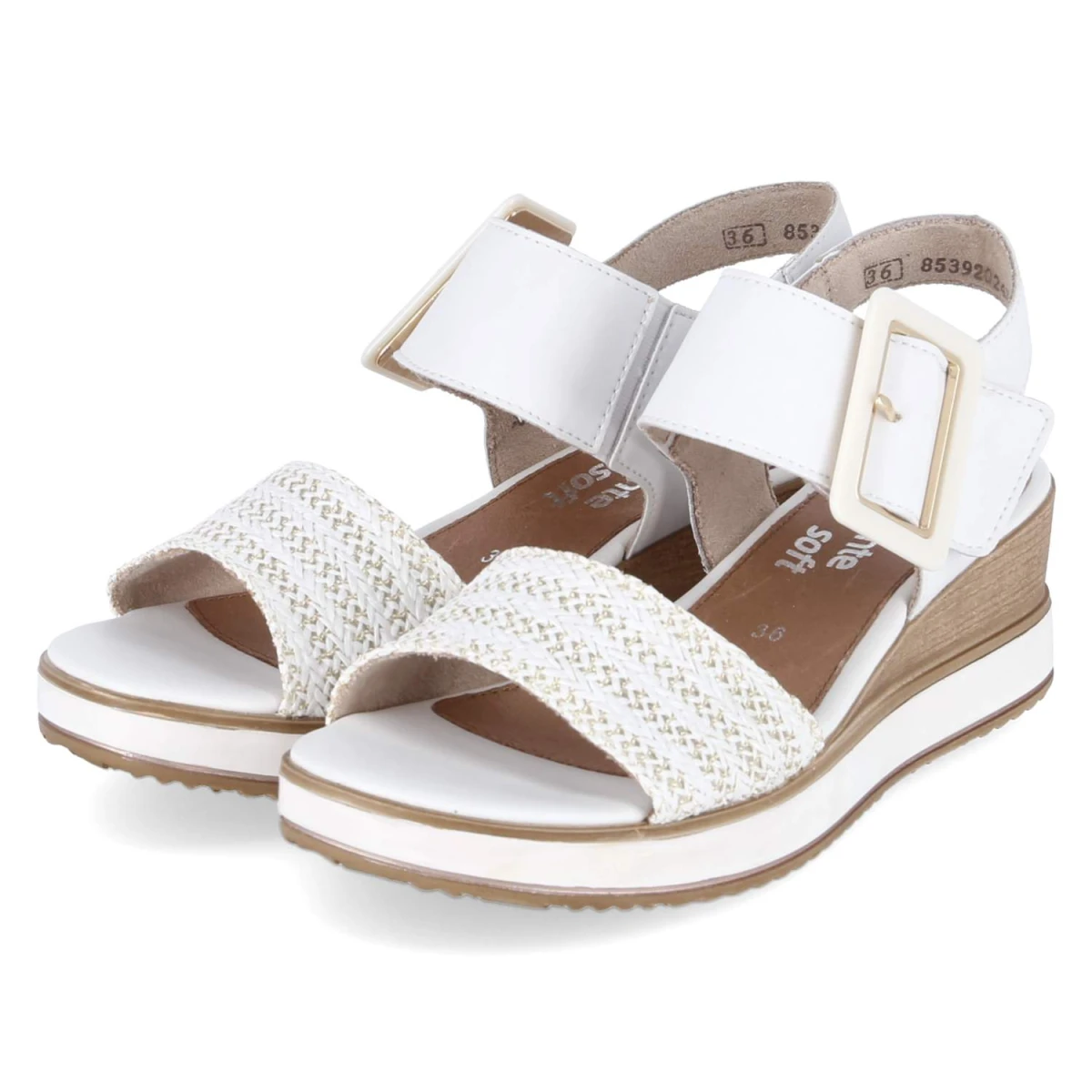 Keilsandalen - weiss-gold/weiss