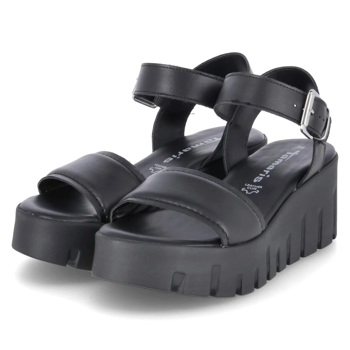 Plateau-Sandalen - BLACK LEATHER