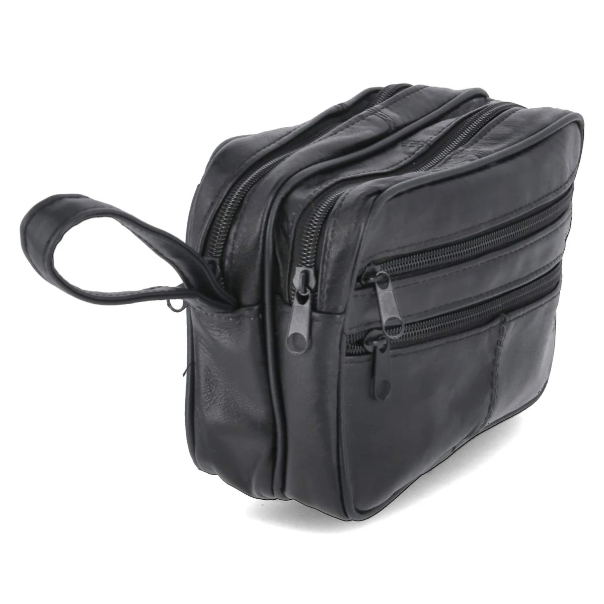 Lederhandgelenktaschen - schwarz