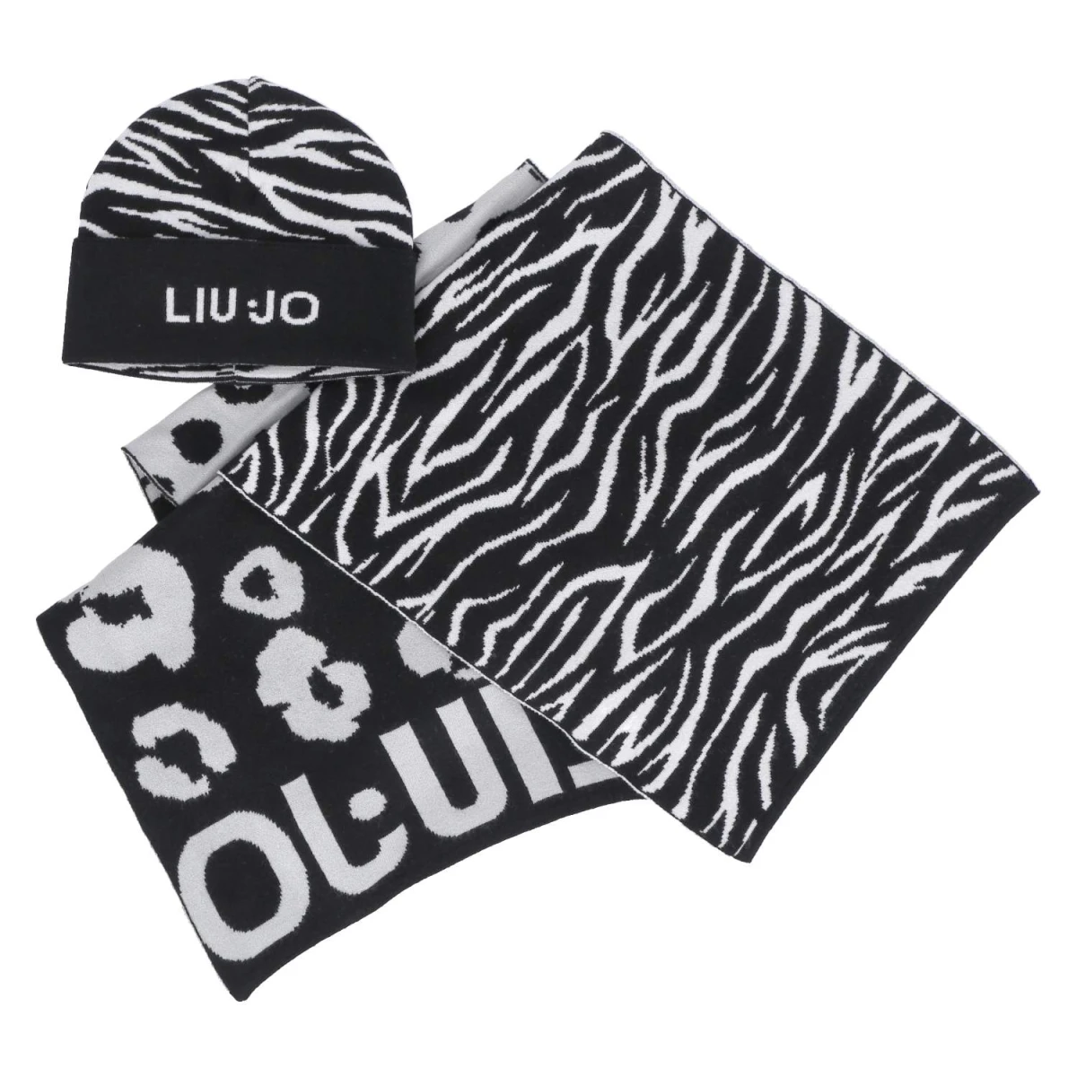 SET SCIARPA BEANIE - Monogram on black